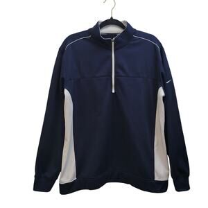 Nike Size L Navy White‎ Golf Long Sleeve Tour Performance Therma-Fit Pullover